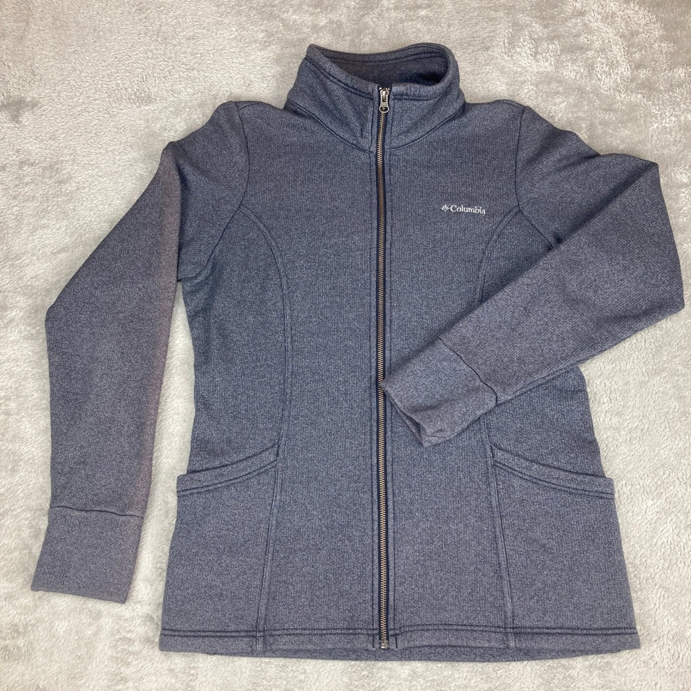 Columbia Womens Full Zip Jacket Gray Cotton Blend Athletic Warm Up Coat‎